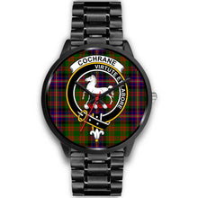 Load image into Gallery viewer, Cochrane Modern Clans ,Black Metal Link watch, leather steel watch, tartan watch, tartan watches, clan watch, scotland watch, merry christmas, cyber Monday, halloween, black Friday