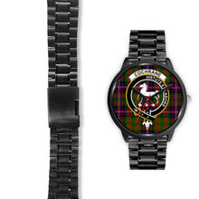 Load image into Gallery viewer, Cochrane Modern Clans ,Black Leather watch, leather steel watch, tartan watch, tartan watches, clan watch, scotland watch, merry christmas, cyber Monday, halloween, black Friday