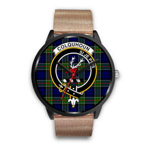 Load image into Gallery viewer, Colquhoun Modern Clans ,Brown Leather watch, leather steel watch, tartan watch, tartan watches, clan watch, scotland watch, merry christmas, cyber Monday, halloween, black Friday