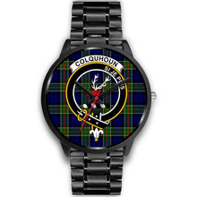 Load image into Gallery viewer, Colquhoun Modern Clans ,Black Metal Link watch, leather steel watch, tartan watch, tartan watches, clan watch, scotland watch, merry christmas, cyber Monday, halloween, black Friday