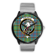 Load image into Gallery viewer, Colville District Clans ,Rose Gold Metal Link watch, leather steel watch, tartan watch, tartan watches, clan watch, scotland watch, merry christmas, cyber Monday, halloween, black Friday