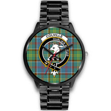 Load image into Gallery viewer, Colville District Clans ,Black Metal Link watch, leather steel watch, tartan watch, tartan watches, clan watch, scotland watch, merry christmas, cyber Monday, halloween, black Friday