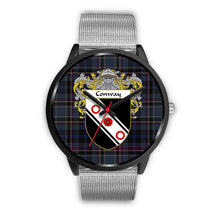 Load image into Gallery viewer, Conway Clans ,Rose Gold Metal Link watch, leather steel watch, tartan watch, tartan watches, clan watch, scotland watch, merry christmas, cyber Monday, halloween, black Friday