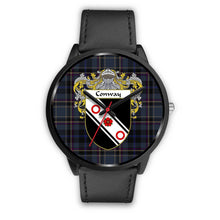 Load image into Gallery viewer, Conway Clans ,Black Metal Mesh watch, leather steel watch, tartan watch, tartan watches, clan watch, scotland watch, merry christmas, cyber Monday, halloween, black Friday
