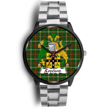 Load image into Gallery viewer, Copeland Clans ,Black Metal Link watch, leather steel watch, tartan watch, tartan watches, clan watch, scotland watch, merry christmas, cyber Monday, halloween, black Friday