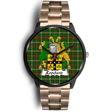Load image into Gallery viewer, Copeland Clans ,Black Leather watch, leather steel watch, tartan watch, tartan watches, clan watch, scotland watch, merry christmas, cyber Monday, halloween, black Friday