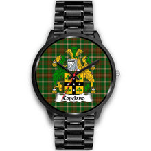 Load image into Gallery viewer, Copeland Clans ,Black Metal Link watch, leather steel watch, tartan watch, tartan watches, clan watch, scotland watch, merry christmas, cyber Monday, halloween, black Friday