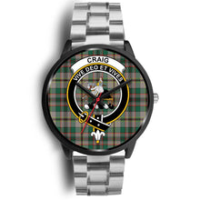 Load image into Gallery viewer, Craig Ancient Clans ,Black Metal Link watch, leather steel watch, tartan watch, tartan watches, clan watch, scotland watch, merry christmas, cyber Monday, halloween, black Friday