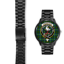 Load image into Gallery viewer, Cranston Modern Clans ,Black Leather watch, leather steel watch, tartan watch, tartan watches, clan watch, scotland watch, merry christmas, cyber Monday, halloween, black Friday