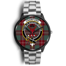 Load image into Gallery viewer, Crawford Modern Clans ,Black Metal Link watch, leather steel watch, tartan watch, tartan watches, clan watch, scotland watch, merry christmas, cyber Monday, halloween, black Friday