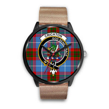 Load image into Gallery viewer, Crichton District Clans ,Black Metal Link watch, leather steel watch, tartan watch, tartan watches, clan watch, scotland watch, merry christmas, cyber Monday, halloween, black Friday