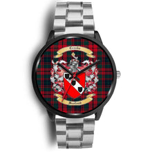 Load image into Gallery viewer, Crook Modern Clans ,Black Metal Link watch, leather steel watch, tartan watch, tartan watches, clan watch, scotland watch, merry christmas, cyber Monday, halloween, black Friday