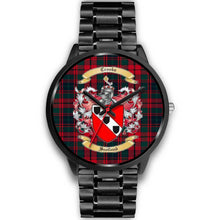 Load image into Gallery viewer, Crook Modern Clans ,Black Metal Link watch, leather steel watch, tartan watch, tartan watches, clan watch, scotland watch, merry christmas, cyber Monday, halloween, black Friday