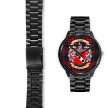 Load image into Gallery viewer, Crook Modern Clans ,Black Leather watch, leather steel watch, tartan watch, tartan watches, clan watch, scotland watch, merry christmas, cyber Monday, halloween, black Friday
