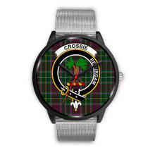 Load image into Gallery viewer, Crosbie Clans ,Rose Gold Metal Link watch, leather steel watch, tartan watch, tartan watches, clan watch, scotland watch, merry christmas, cyber Monday, halloween, black Friday