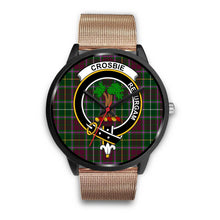 Load image into Gallery viewer, Crosbie Clans ,Brown Leather watch, leather steel watch, tartan watch, tartan watches, clan watch, scotland watch, merry christmas, cyber Monday, halloween, black Friday