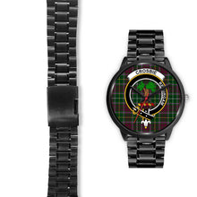 Load image into Gallery viewer, Crosbie Clans ,Black Leather watch, leather steel watch, tartan watch, tartan watches, clan watch, scotland watch, merry christmas, cyber Monday, halloween, black Friday