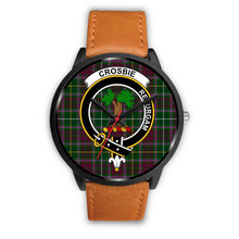 Load image into Gallery viewer, Crosbie Clans ,Pink Leather watch, leather steel watch, tartan watch, tartan watches, clan watch, scotland watch, merry christmas, cyber Monday, halloween, black Friday