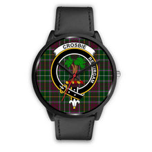 Load image into Gallery viewer, Crosbie Clans ,Black Metal Mesh watch, leather steel watch, tartan watch, tartan watches, clan watch, scotland watch, merry christmas, cyber Monday, halloween, black Friday