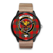 Load image into Gallery viewer, Cumming Modern Clans ,Black Metal Link watch, leather steel watch, tartan watch, tartan watches, clan watch, scotland watch, merry christmas, cyber Monday, halloween, black Friday