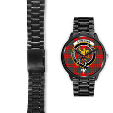 Load image into Gallery viewer, Cumming Modern Clans ,Black Leather watch, leather steel watch, tartan watch, tartan watches, clan watch, scotland watch, merry christmas, cyber Monday, halloween, black Friday