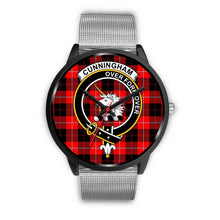 Load image into Gallery viewer, Cunningham Modern Clans ,Rose Gold Metal Link watch, leather steel watch, tartan watch, tartan watches, clan watch, scotland watch, merry christmas, cyber Monday, halloween, black Friday