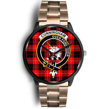 Load image into Gallery viewer, Cunningham Modern Clans ,Black Leather watch, leather steel watch, tartan watch, tartan watches, clan watch, scotland watch, merry christmas, cyber Monday, halloween, black Friday