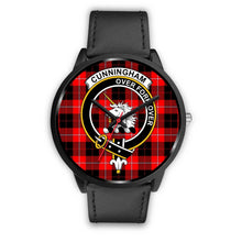 Load image into Gallery viewer, Cunningham Modern Clans ,Black Metal Mesh watch, leather steel watch, tartan watch, tartan watches, clan watch, scotland watch, merry christmas, cyber Monday, halloween, black Friday