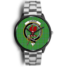 Load image into Gallery viewer, Currie Clans ,Black Metal Link watch, leather steel watch, tartan watch, tartan watches, clan watch, scotland watch, merry christmas, cyber Monday, halloween, black Friday