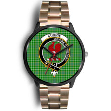 Load image into Gallery viewer, Currie Clans ,Black Leather watch, leather steel watch, tartan watch, tartan watches, clan watch, scotland watch, merry christmas, cyber Monday, halloween, black Friday