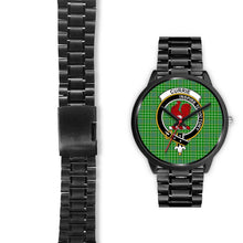 Load image into Gallery viewer, Currie Clans ,Black Leather watch, leather steel watch, tartan watch, tartan watches, clan watch, scotland watch, merry christmas, cyber Monday, halloween, black Friday