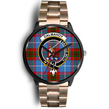 Load image into Gallery viewer, Dalmahoy Clans ,Black Leather watch, leather steel watch, tartan watch, tartan watches, clan watch, scotland watch, merry christmas, cyber Monday, halloween, black Friday