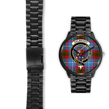 Load image into Gallery viewer, Dalmahoy Clans ,Black Leather watch, leather steel watch, tartan watch, tartan watches, clan watch, scotland watch, merry christmas, cyber Monday, halloween, black Friday