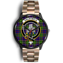 Load image into Gallery viewer, Dalrymple Clans ,Black Leather watch, leather steel watch, tartan watch, tartan watches, clan watch, scotland watch, merry christmas, cyber Monday, halloween, black Friday