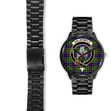 Load image into Gallery viewer, Dalrymple Clans ,Black Leather watch, leather steel watch, tartan watch, tartan watches, clan watch, scotland watch, merry christmas, cyber Monday, halloween, black Friday