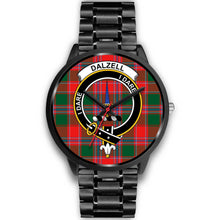 Load image into Gallery viewer, Dalziel Modern Clans ,Black Metal Link watch, leather steel watch, tartan watch, tartan watches, clan watch, scotland watch, merry christmas, cyber Monday, halloween, black Friday