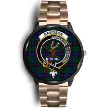 Load image into Gallery viewer, Davidson Modern Clans ,Black Leather watch, leather steel watch, tartan watch, tartan watches, clan watch, scotland watch, merry christmas, cyber Monday, halloween, black Friday