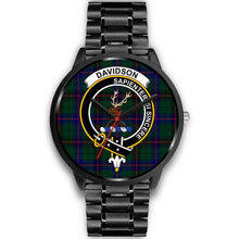 Load image into Gallery viewer, Davidson Modern Clans ,Black Metal Link watch, leather steel watch, tartan watch, tartan watches, clan watch, scotland watch, merry christmas, cyber Monday, halloween, black Friday