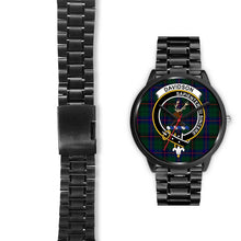 Load image into Gallery viewer, Davidson Modern Clans ,Black Leather watch, leather steel watch, tartan watch, tartan watches, clan watch, scotland watch, merry christmas, cyber Monday, halloween, black Friday