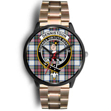 Load image into Gallery viewer, Dennistoun Clans ,Black Leather watch, leather steel watch, tartan watch, tartan watches, clan watch, scotland watch, merry christmas, cyber Monday, halloween, black Friday