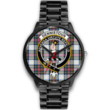 Load image into Gallery viewer, Dennistoun Clans ,Black Metal Link watch, leather steel watch, tartan watch, tartan watches, clan watch, scotland watch, merry christmas, cyber Monday, halloween, black Friday