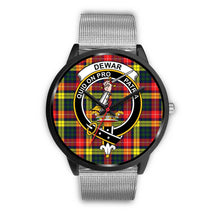 Load image into Gallery viewer, Dewar Clans ,Rose Gold Metal Link watch, leather steel watch, tartan watch, tartan watches, clan watch, scotland watch, merry christmas, cyber Monday, halloween, black Friday
