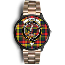 Load image into Gallery viewer, Dewar Clans ,Black Leather watch, leather steel watch, tartan watch, tartan watches, clan watch, scotland watch, merry christmas, cyber Monday, halloween, black Friday