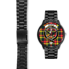 Load image into Gallery viewer, Dewar Clans ,Black Leather watch, leather steel watch, tartan watch, tartan watches, clan watch, scotland watch, merry christmas, cyber Monday, halloween, black Friday