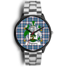 Load image into Gallery viewer, Dignan Clans ,Black Metal Link watch, leather steel watch, tartan watch, tartan watches, clan watch, scotland watch, merry christmas, cyber Monday, halloween, black Friday