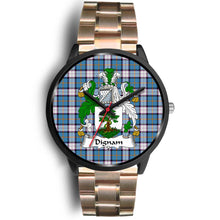 Load image into Gallery viewer, Dignan Clans ,Black Leather watch, leather steel watch, tartan watch, tartan watches, clan watch, scotland watch, merry christmas, cyber Monday, halloween, black Friday