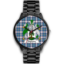 Load image into Gallery viewer, Dignan Clans ,Black Metal Link watch, leather steel watch, tartan watch, tartan watches, clan watch, scotland watch, merry christmas, cyber Monday, halloween, black Friday