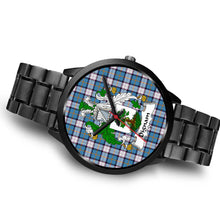 Load image into Gallery viewer, Dignan Clans ,Brown Leather watch, leather steel watch, tartan watch, tartan watches, clan watch, scotland watch, merry christmas, cyber Monday, halloween, black Friday