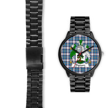 Load image into Gallery viewer, Dignan Clans ,Black Leather watch, leather steel watch, tartan watch, tartan watches, clan watch, scotland watch, merry christmas, cyber Monday, halloween, black Friday