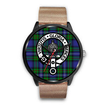 Load image into Gallery viewer, Donnachaidh Clans ,Brown Leather watch, leather steel watch, tartan watch, tartan watches, clan watch, scotland watch, merry christmas, cyber Monday, halloween, black Friday